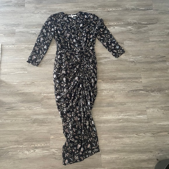 Veronica Beard Merrill Floral Drawstring Midi Dress - Picture 2 of 8